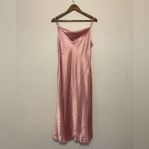 Bebe Vintage Blush Satin Midi Flirty Romantic Dreamy Slip Dress Size Small